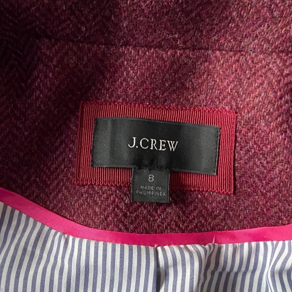 J. Crew Boyfriend blazer in burgundy herringbone English wool NWOT 8 - Picture 3 of 14
